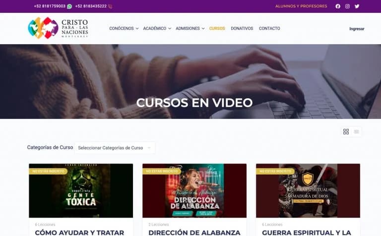 Cursos en video de la academia online de Cristo para las Naciones