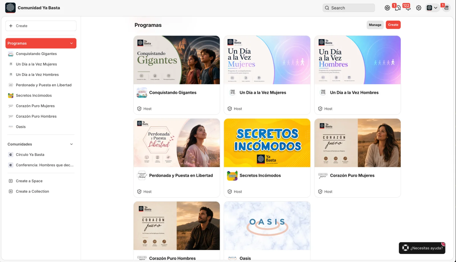 Catálogo de programas de la academia online de Ya Basta